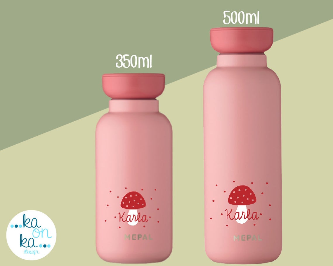 Isolierflasche / Thermosflasche personalisiert Fliegenpilz rosa